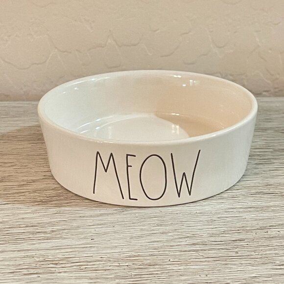 New Rae Dunn Meow Dish Pets Cats Artisan Collection Food Water - Picture 1 of 6